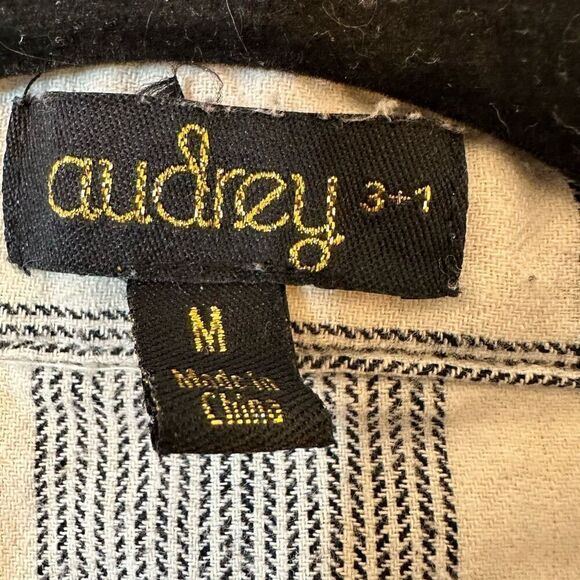 Audrey 3+1 Plaid Roll Tab Long Sleeve Button-Up Shirt Black & White Medium - Picture 5 of 6